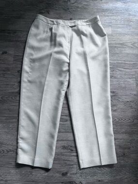 Signature Larry Levine Ivory Textured Dress Pants Lined Trousers Elastic 20W